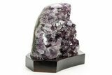 Deep Purple Amethyst Geode With Wood Base - Uruguay #373112-1